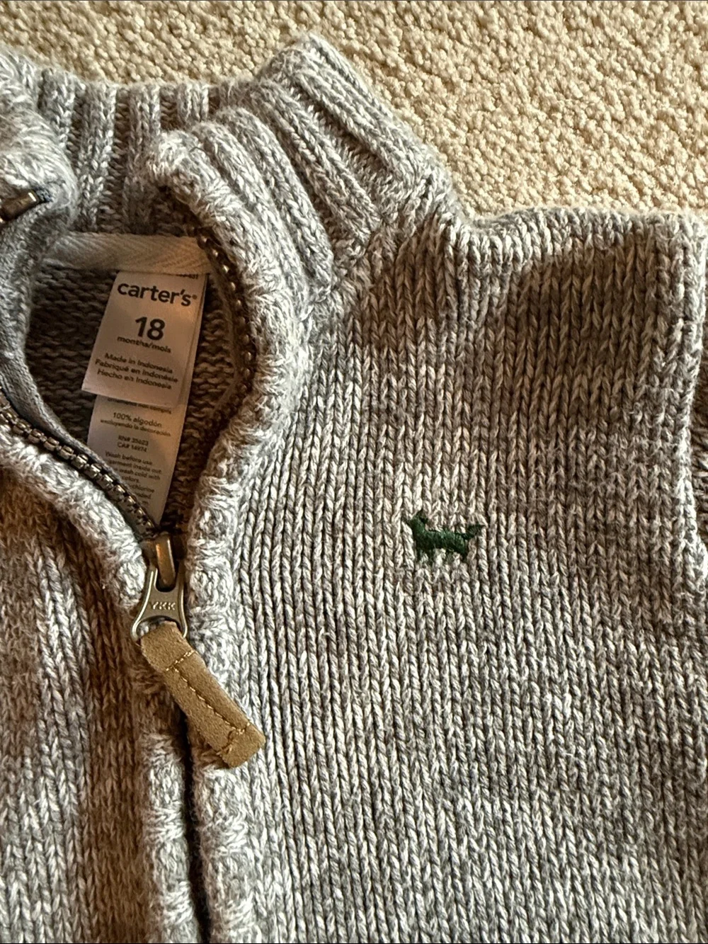 Old Navy Vintage Wool Blend Sweater And Carters Cotton Full Zip Sz 12-18 Months